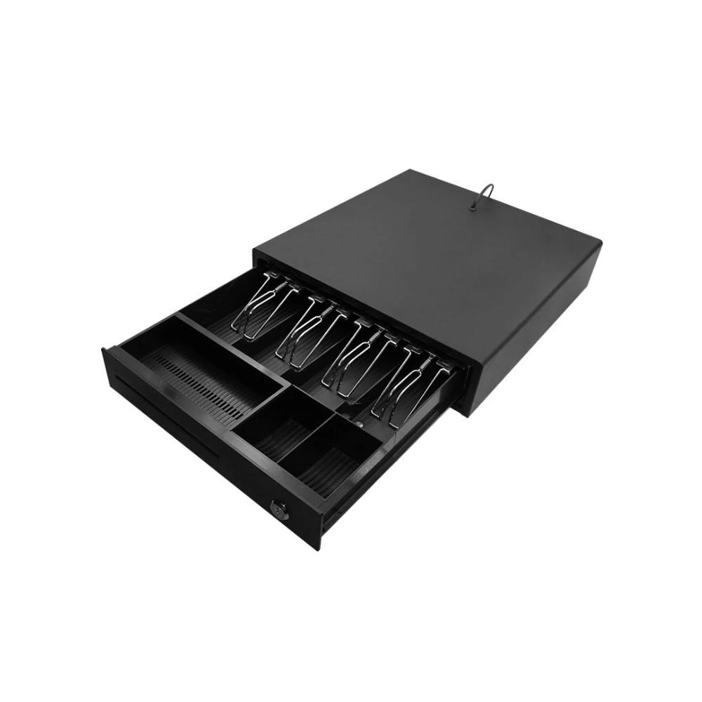 Metal and ABS Plastic Cash Drawer Four Grid Cash Notes Slots 4 Coin Trays Cash Drawer