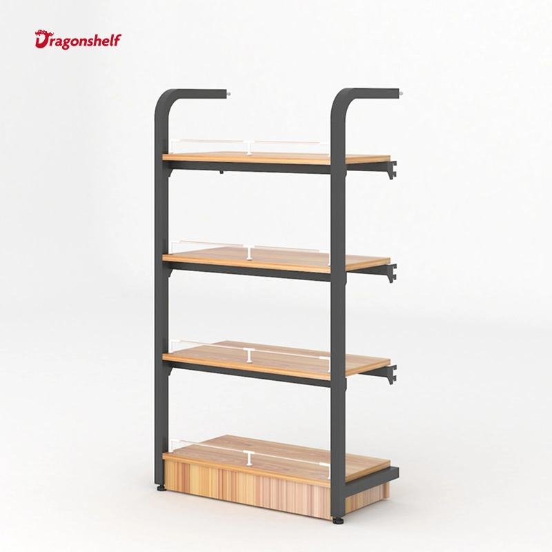 Wooden Steel Shelves with LED Lights for Supermarkets Articles for Daily Use