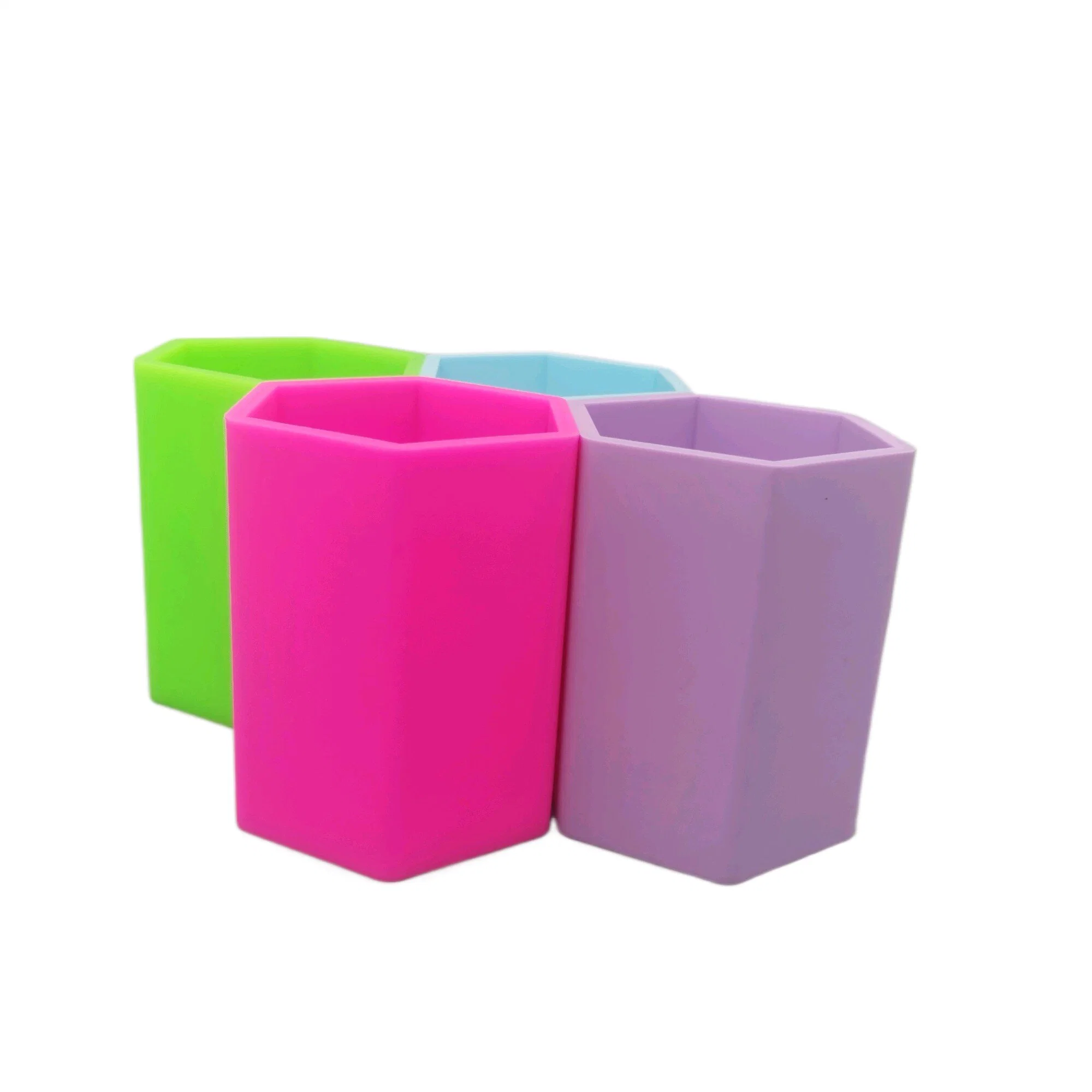 Silicon Macaron Hexagon Pen Container