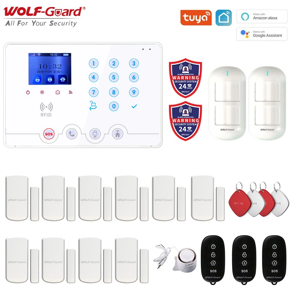 Neues Tuya-Alarmsystem mit Türsensor, Bewegungsmelder, Fernbedienung Steuerung GSM WiFi Alarm System Smart Home Security