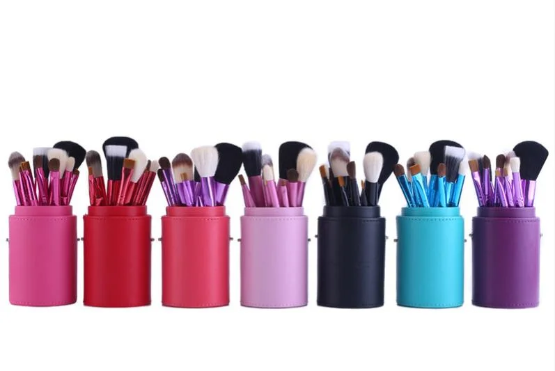 12 PCS Makeup Brush Set Top Grade Animal Hair Brush Makeup with PU Bucket