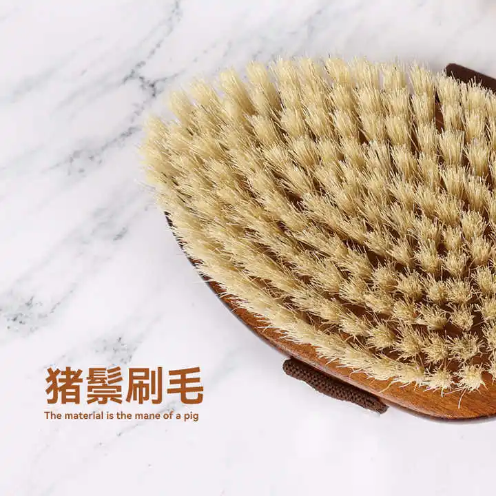 Pig Hair Shower Soft Wood Bath Body Cleaning Brush