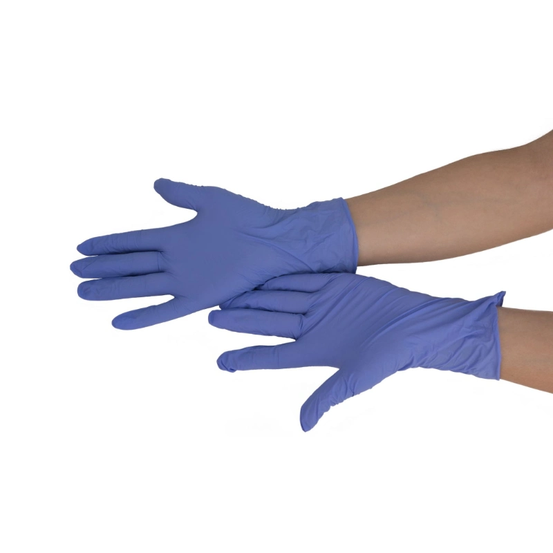 Disposable Purple Blue Antistatic Nitrile Protective Cotton Gloves