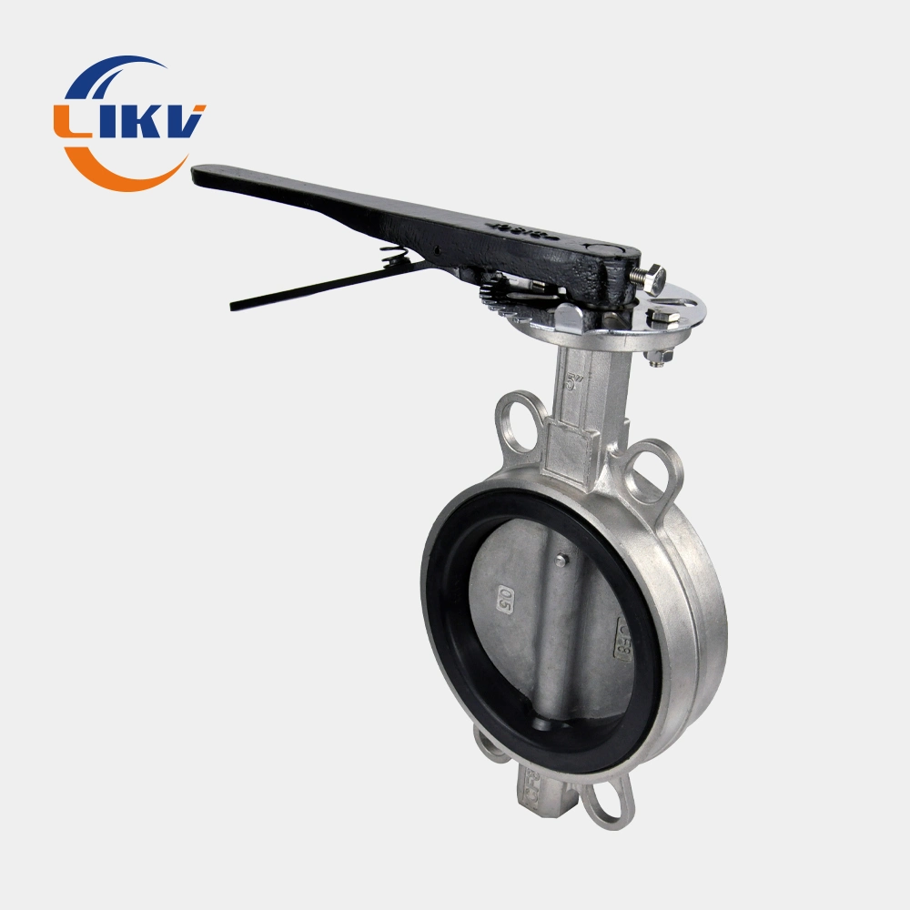 Industrial Stainless Steel Soft Seat Manual Wafer Type Butterfly Valve for Water