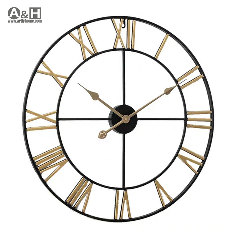 Gold/Black/Silver Big 60/80/100/150cm Large Iron Metal Wall Clock for Outdoor Living Room