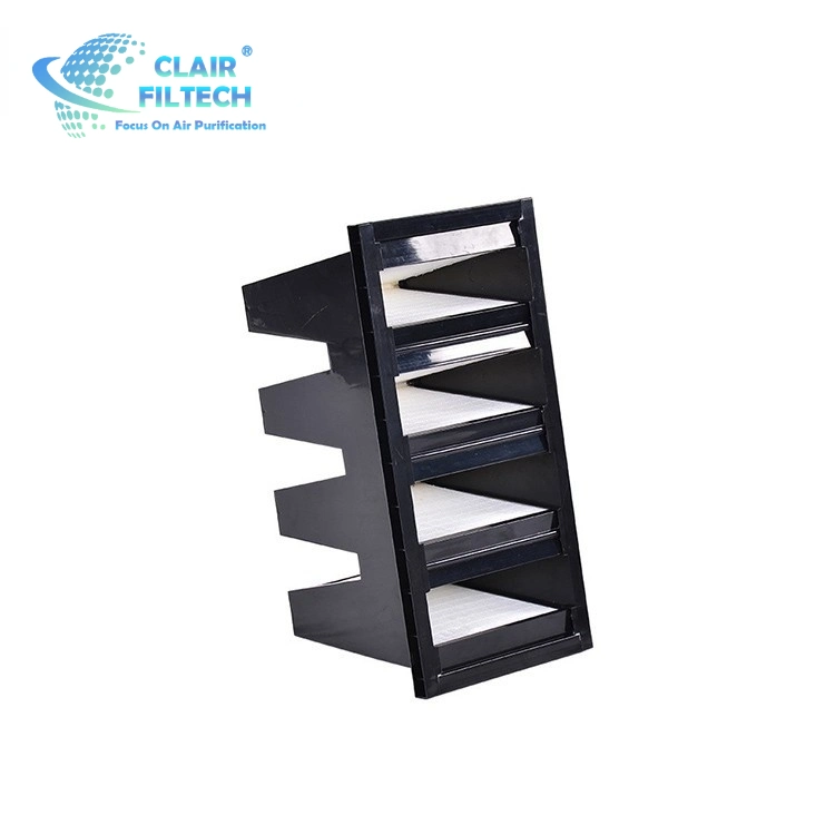 Air Flow High quality/High cost performance  Fiberglass Industry Ultra High Efficiency W Type Air Purifier Bank V Cell HEPA Air Filter