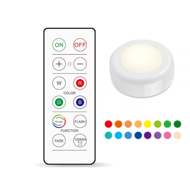 16 Colors Remote Control 3AAA Battery Operated Night Lighting Portable LED Cabinet Kitchen Closet Light