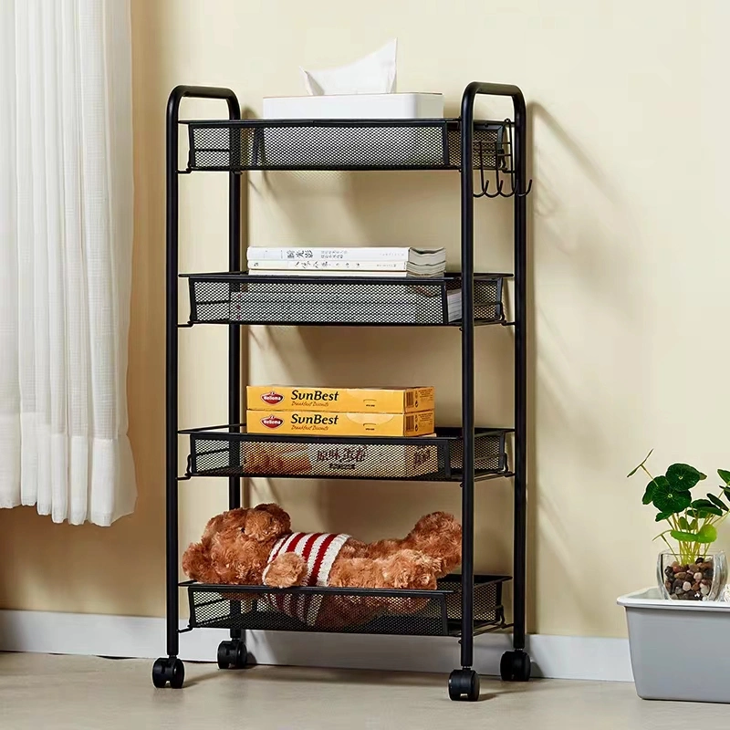 Four Wheels Multilayer Cart Heavy Duty Platform Wire Shelf Hand Trolley for Goods Carrying Succulents