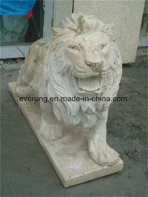 Life Size White Marble Hand Carving Animal Statue/Lion Sculpture