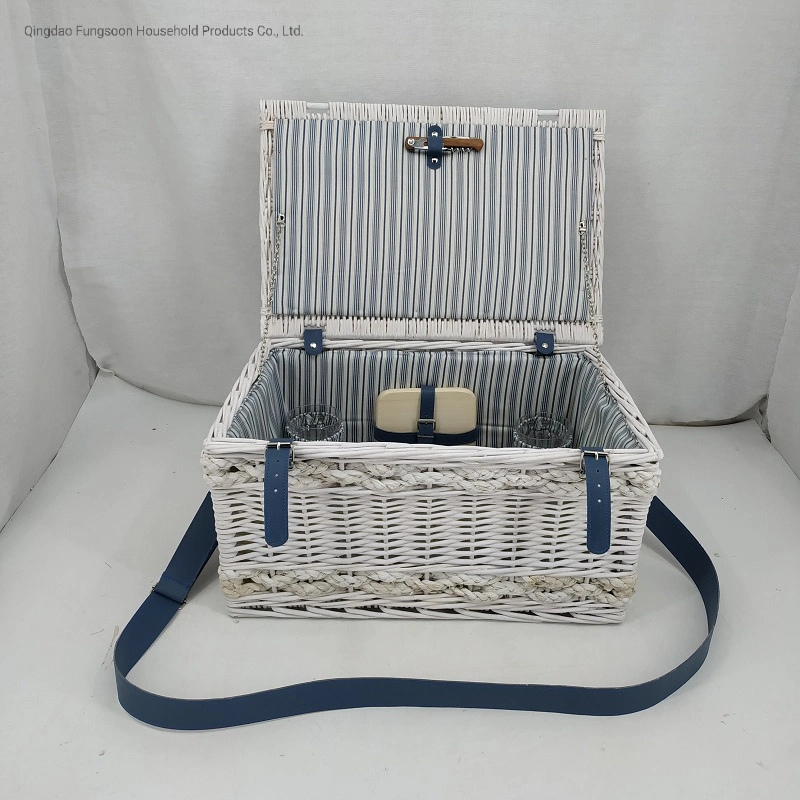 Eco-Friendly Picnic Basket White Picnic Wicker Shopping Basket