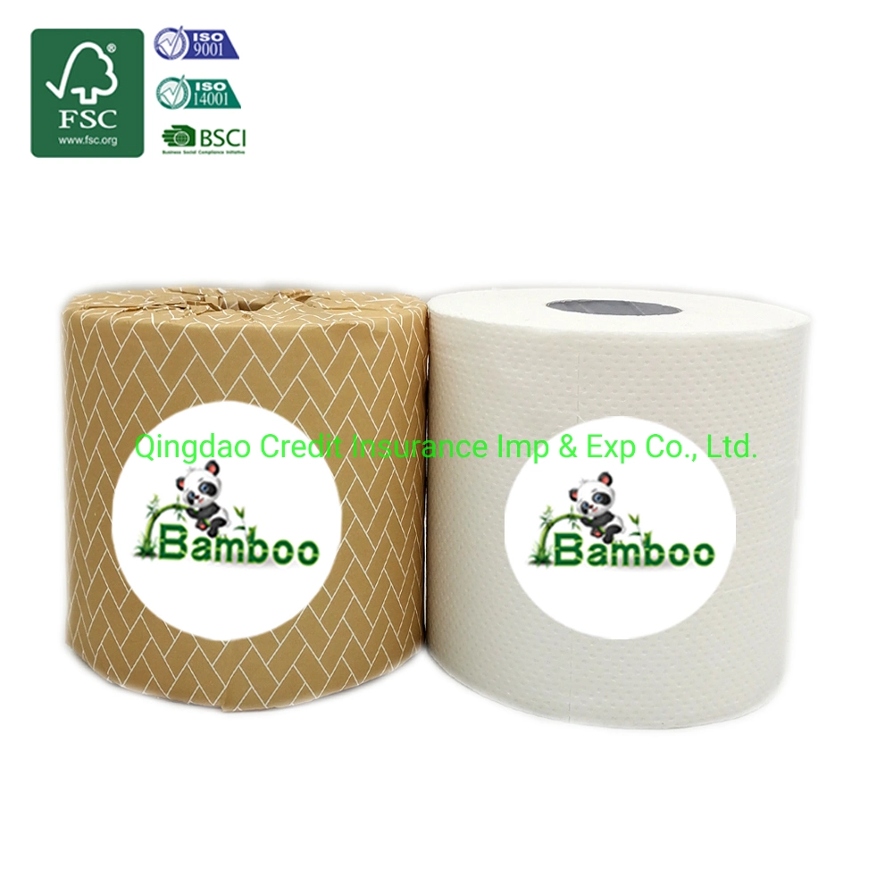 Facilmente solúvel Fsc macio branco papel higiénico de bambu o logotipo personalizado embalagem personalizada de fábrica OEM