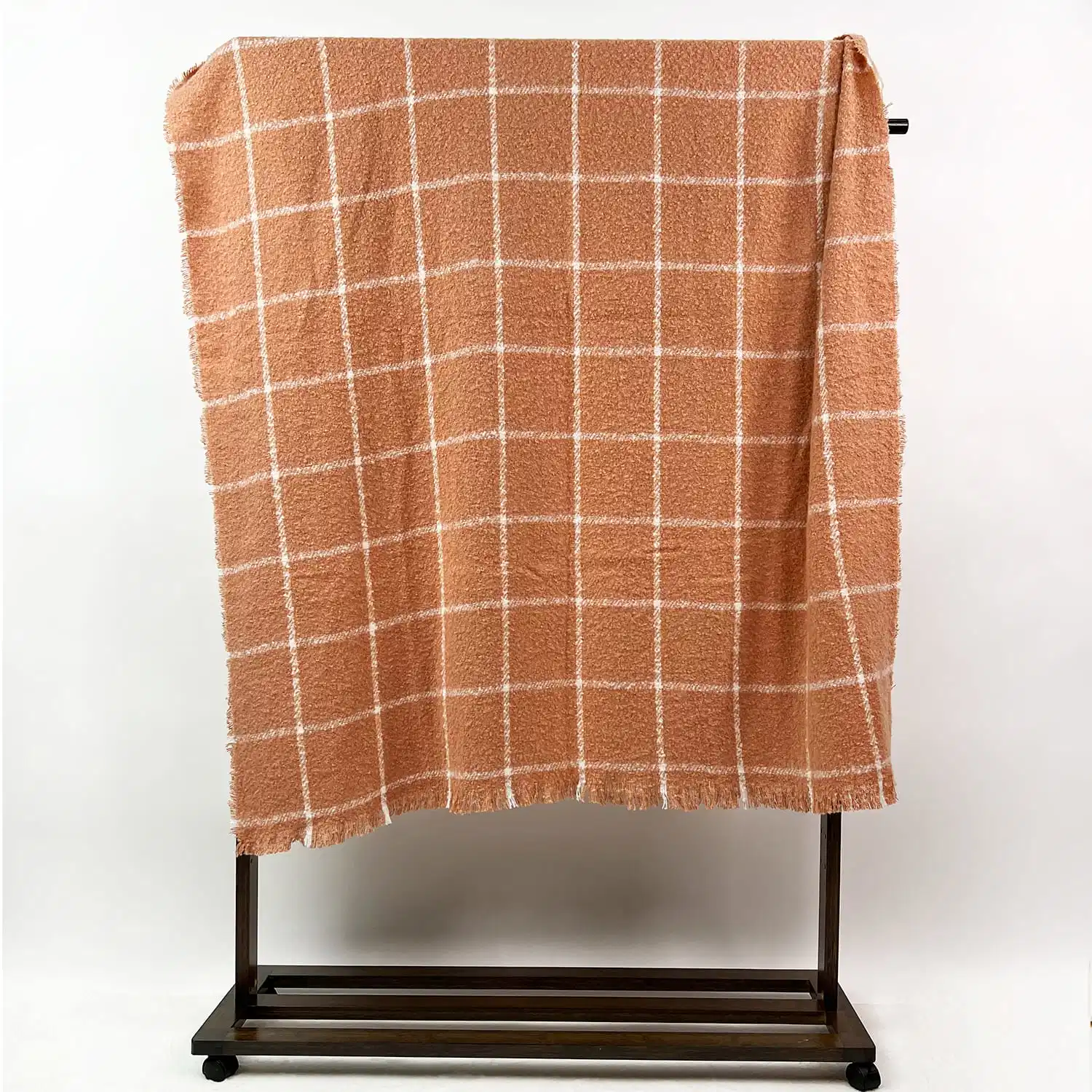 Wholesale/Supplierr Oekotex Rust Knitted Lightweight Fluffy Cuddly Rug Warm Bedspread Throw Couch Picnic Beach Nap Checks Plaid Lattice Scottish Windowpane Blanket