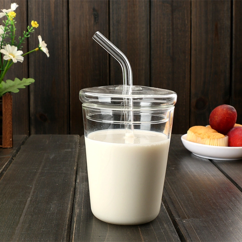 New Large Capacity Straw Cup Household Water Cup Women&prime; S Drink with Straw Milk Tea Cup Coffee Cup Children&prime; S Glass Cup