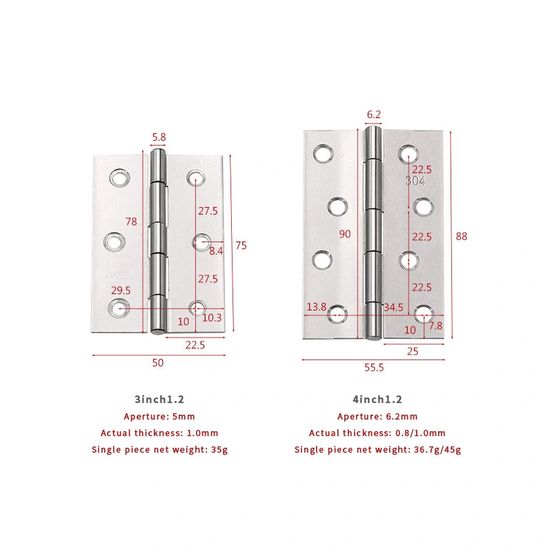 1.5/2/2.5/3/4 Inches Small Wooden Box Pivot Casement Door Stainless Steel Flat Hinge for Heavy Duty Hardware