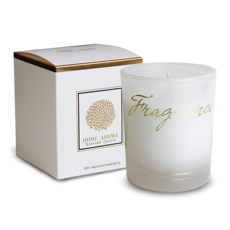 70g White Glass Scented Candle with Gold Stamping and 100% Paraffin Wax