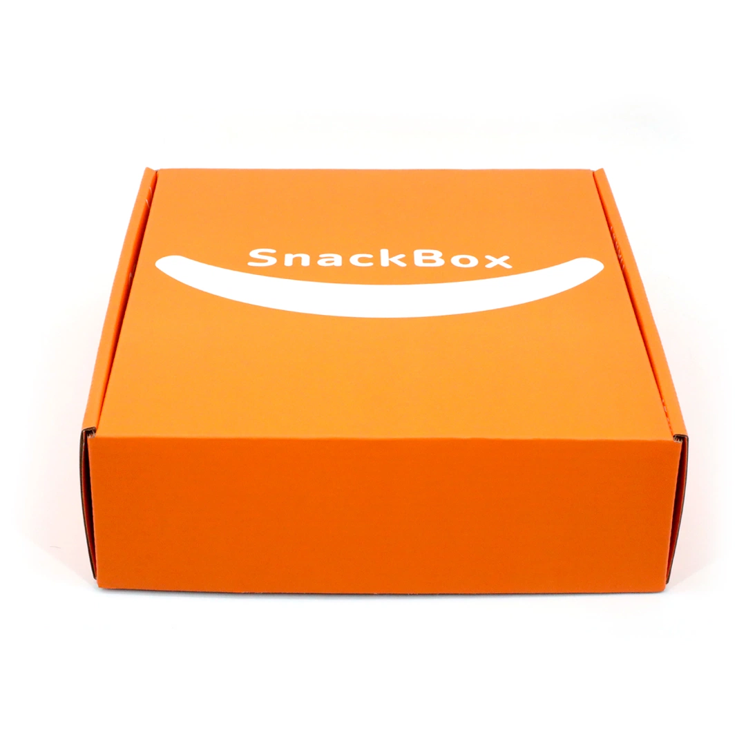 Recycled Corrugate Pantone Orange Design Custom Logo Traditional Snack Food Mailer Box