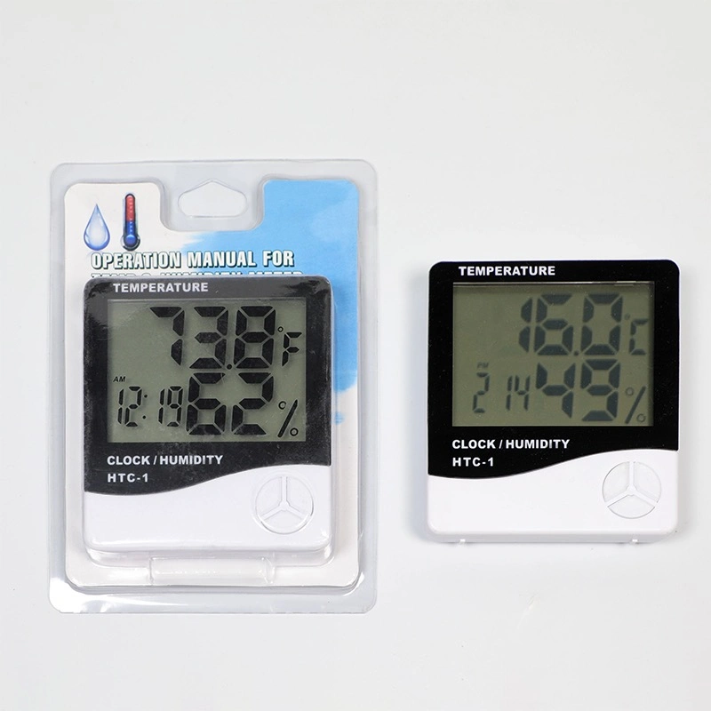 3 in 1 LCD Digital Indoor Outdoor Multi Thermometer Hygrometer Humidity Meter Clock HTC-2