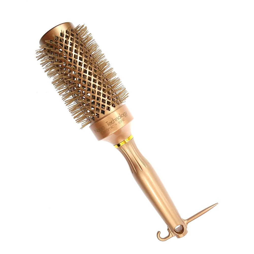 Professional Hair Brush Dryer Private Label Heat Control Ceramic Hair Straightening Brush for Salon