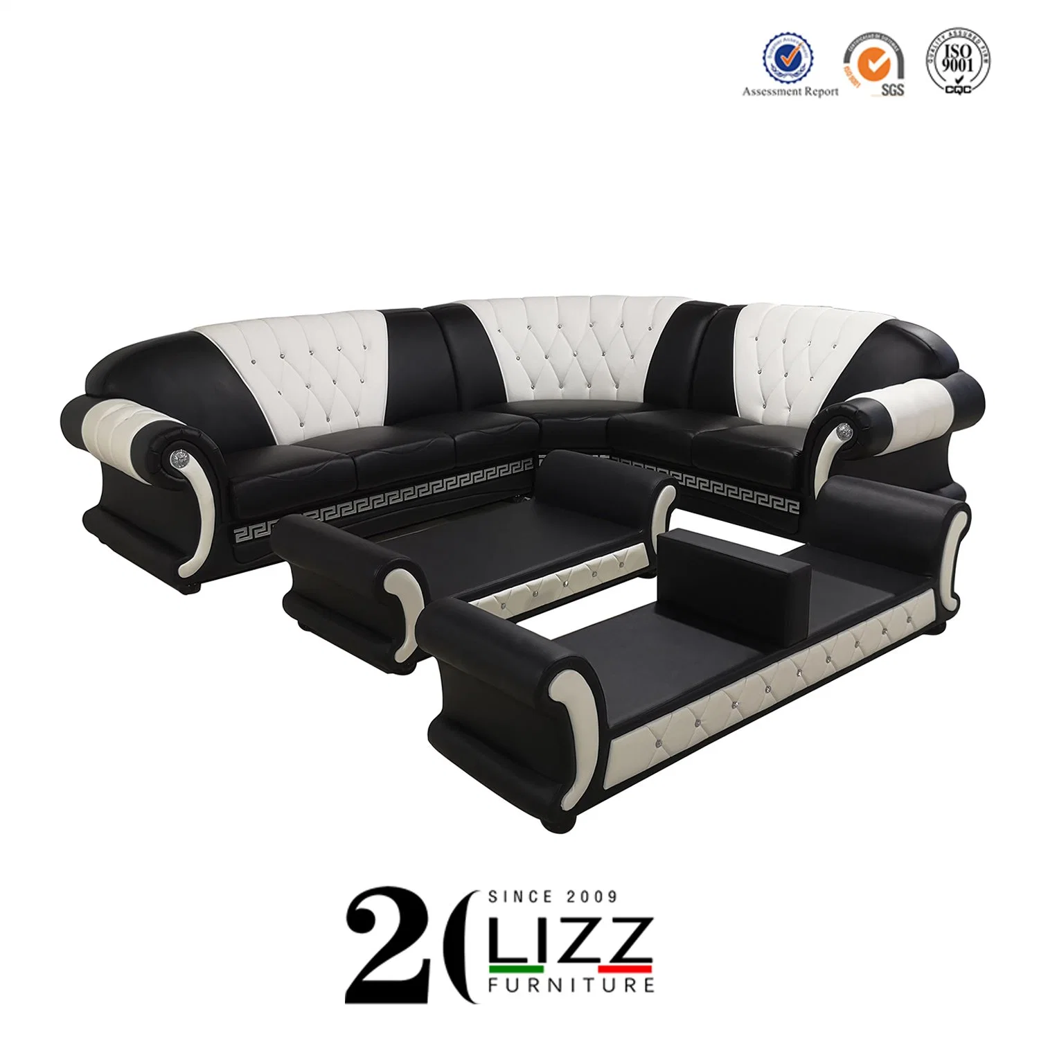 Seccional chesterfield de cuero auténtico moderno sofá esquina Ocio juego de muebles