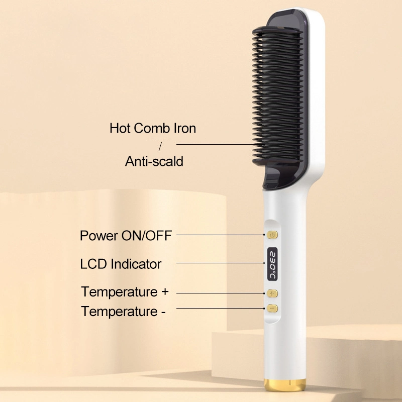 New Arrival 3 in 1 Electric Hair Straightener Comb PTC Ceramic Quick Heating Styling Curler with LCD Screen Temp Control