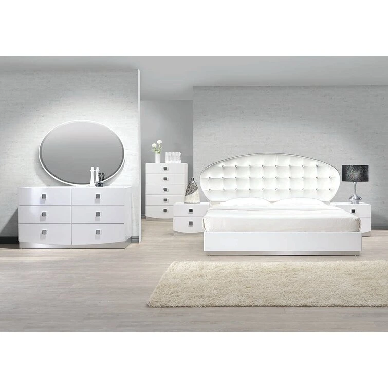 Nova Light Luxury White Oval Upholstered Headboard Bedroom Furniture Collection