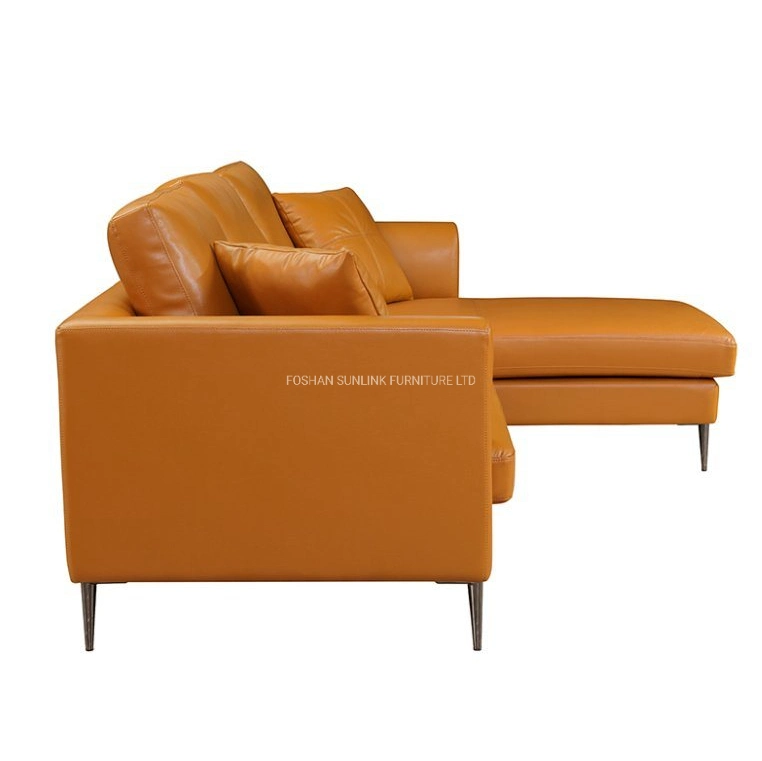 Sunlink Foshan Factory Quality Modern Italian Home Sleeper Corner Leather Sofa Living Room Furniture