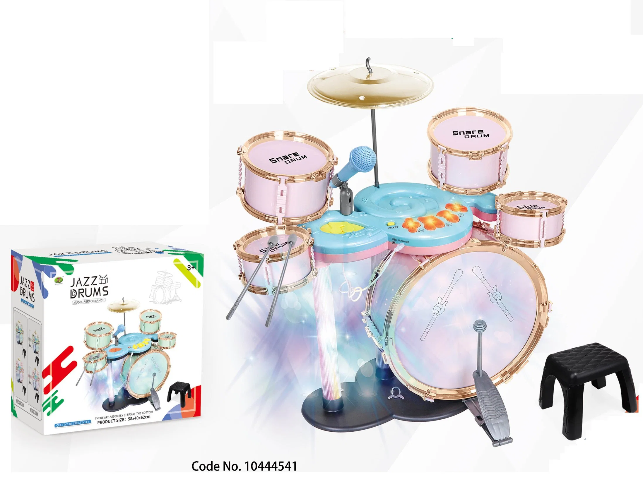 Nuevo juego para niños juguetes grandes instrumentos musicales de jazz de los niños drum set