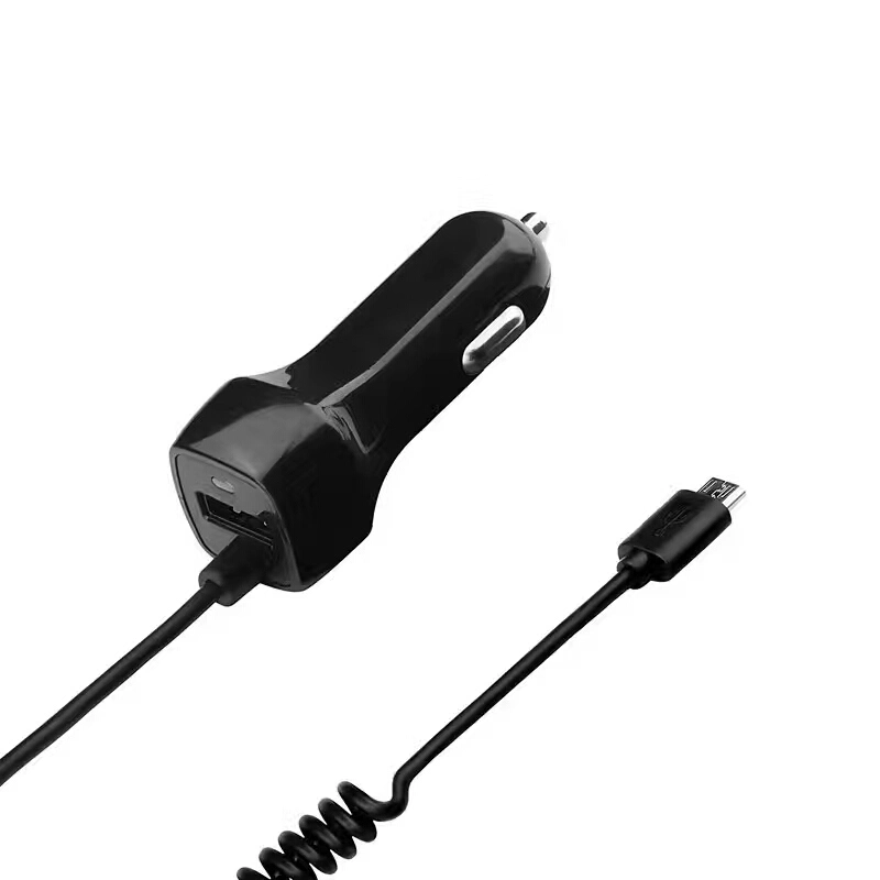 Black USB Mobile Phone Car Charger with Cable for Samsung