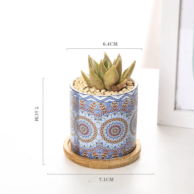 Ceramic Flower Pot Mandala Succulent Planter Garden Pots