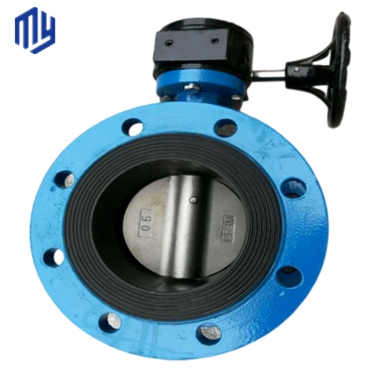 Pn16 Worm Gear Ductile Iron Double Flange Eccentric Butterfly Valve