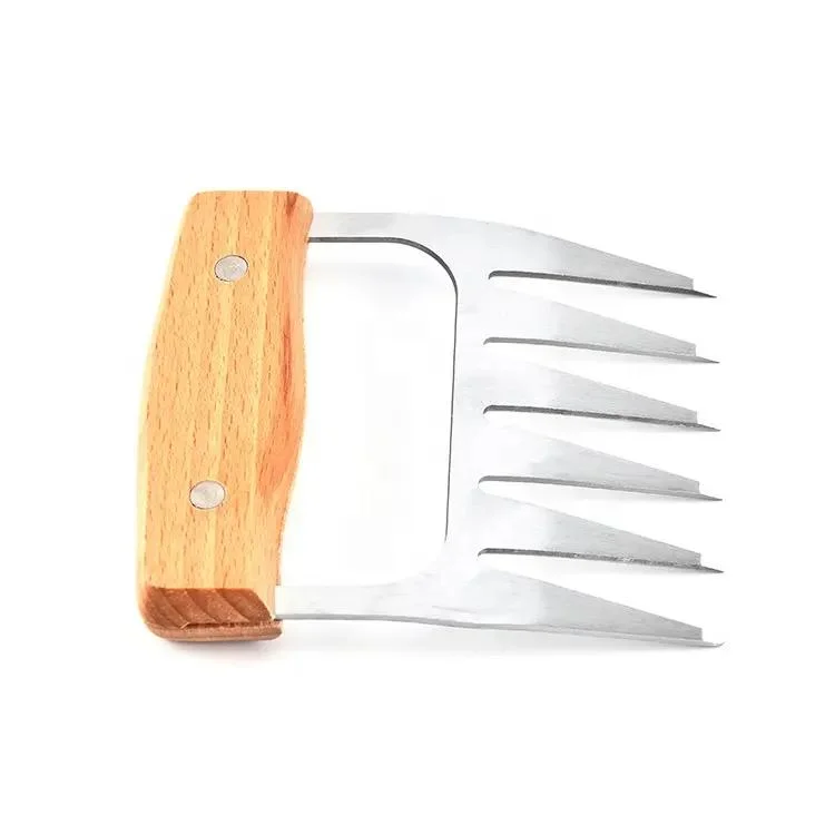 Stainless Steel Wooden Handle Meat Claws 18/8 Metal Claw Meat, Meat Fork