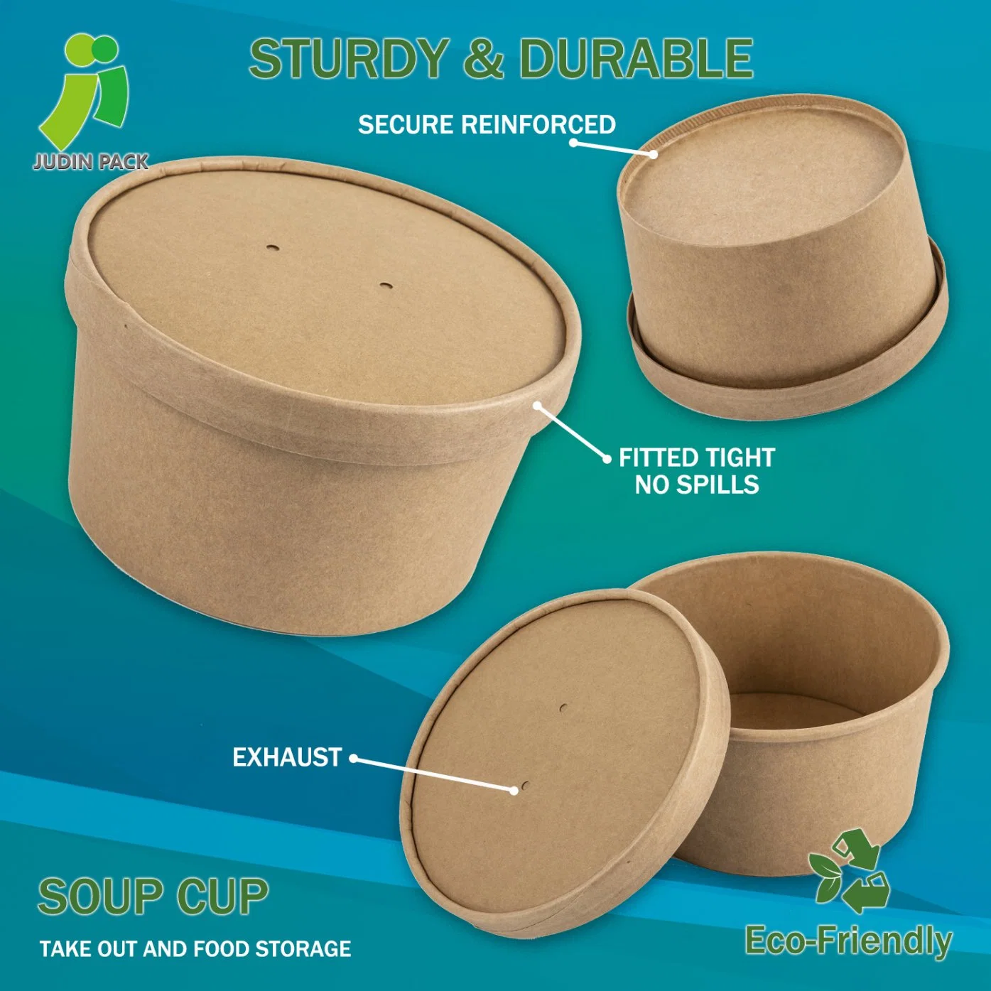 1300ml Salad Bowl Are Made of Thick, Sturdy and Reliable Double Poly-Coated Paperboard