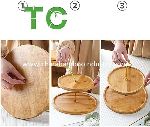 Factory Price Bamboo Cake Stand Serving Tray Table Centerpiece Display Stand