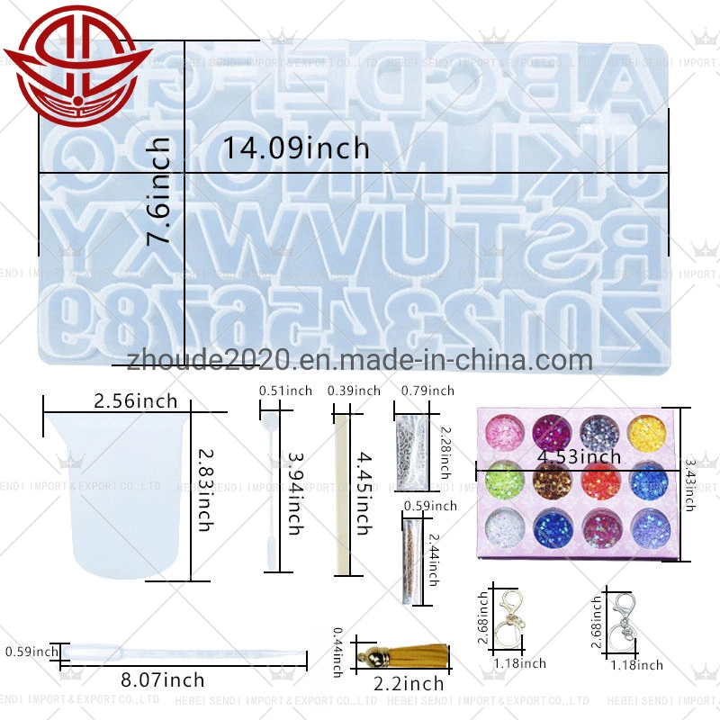 Precios baratos de molde epoxi cristal 26 Carta de ajuste del molde colgante Hecho a mano la fabricación de joyas de la marca Carta Moldes de silicona