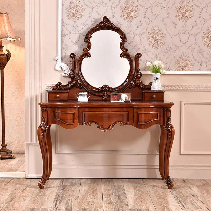 Royal European Style Home Furniture Set Bedroom Vanity Wooden Furniture Dressing Table