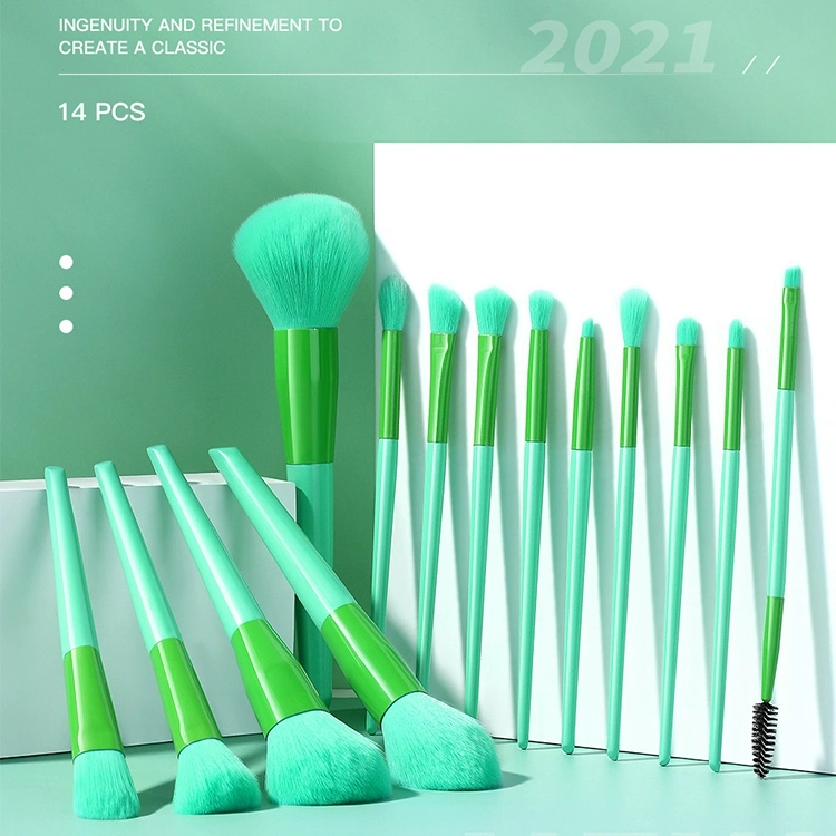 Soft Bristles High 14 PCS New Candy Colors Vegan Makeup Brushes in Small Package Private Label Cosmetic Brushes