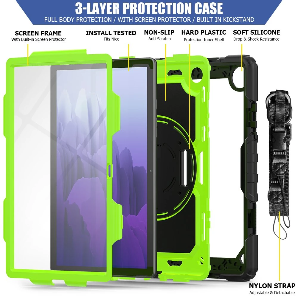 Funda para tableta resistente a golpes de silicona giratoria para Samsung Galaxy Tab A7 10,4