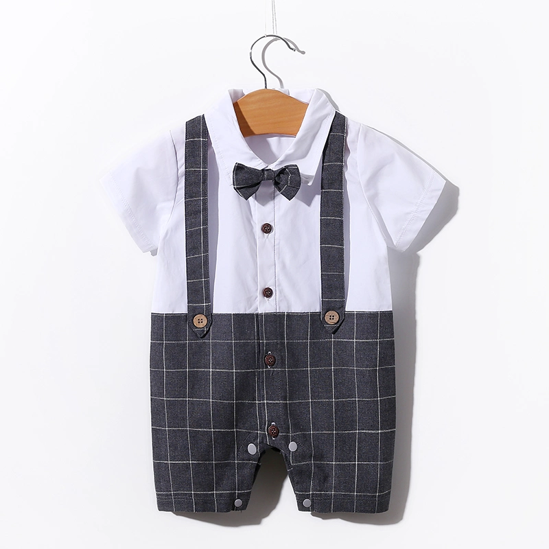 Wholesale/Supplier Gentalman Style Short Sleeve for Summer Comfortable Pajama Fashion Clothes Baby Boys Romper