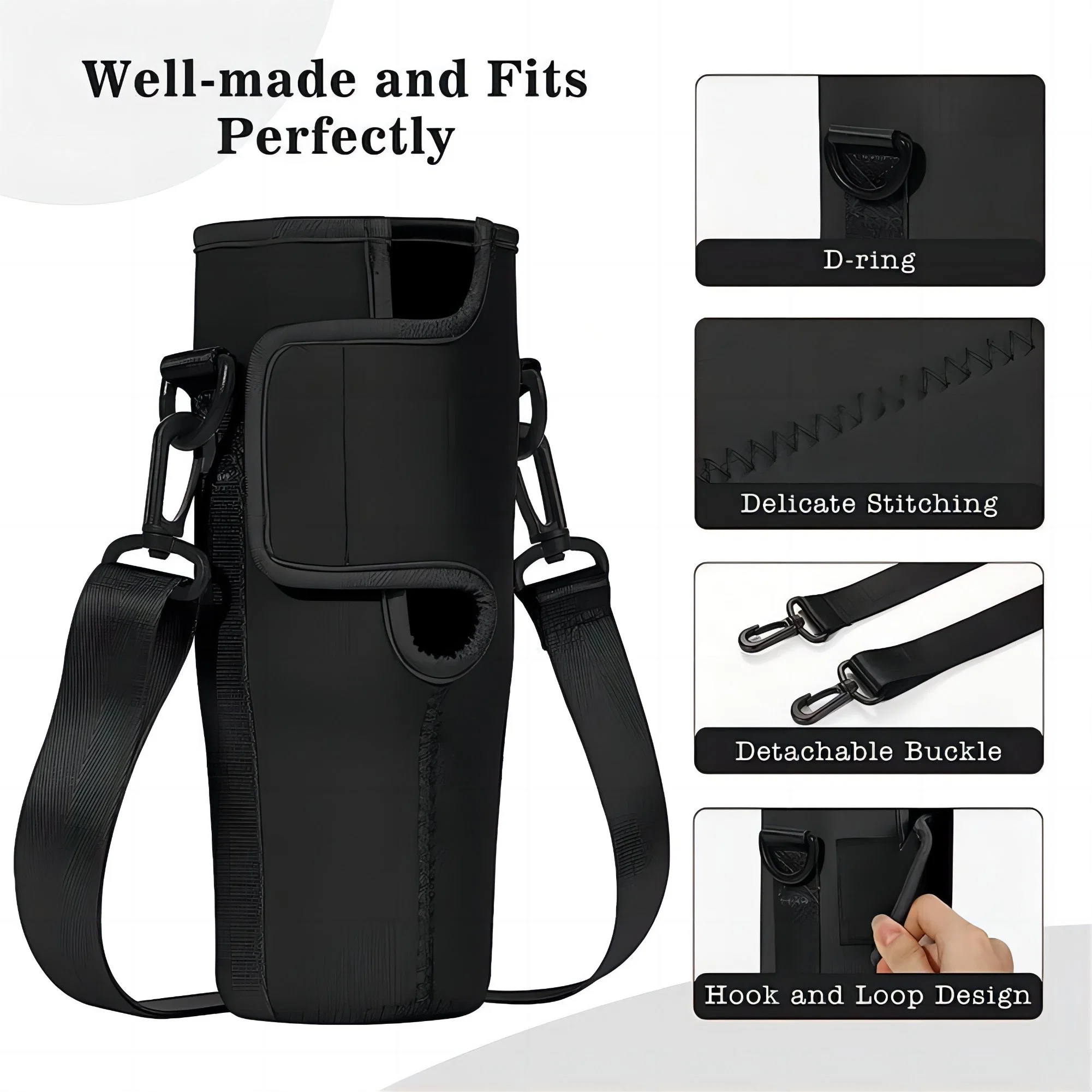 40oz Neoprene Stanley Tumbler Cup Pouch Holder Insulated Sports Fitness Water Bottle Sleeve Carrier Bag with Shoulder