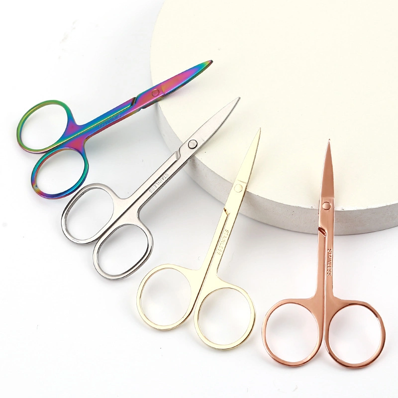 Factory Stainless Steel Colorful Eyelash Eyebrow Cosmetic Scissors