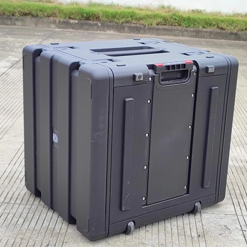 10u Wheeled Trolley Rack Case, Heavy Duty Rack Mounting Hard Plastic Case