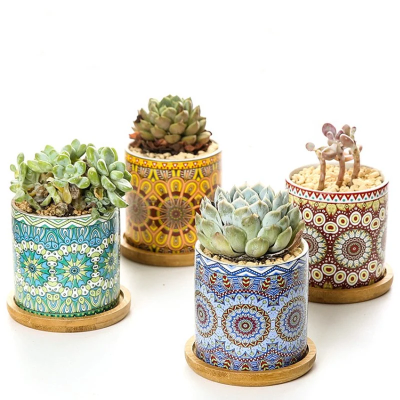 Ceramic Flower Pot Mandala Succulent Planter Garden Pots