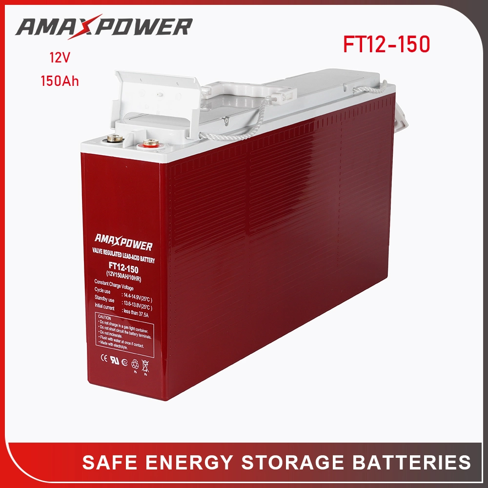 Amaxpower 12V 55ah/80ah/100ah/150ah/180ah/200ah Front-Access-Terminal-Slim Gel Battery for Telecom-Station/Solar-System/Home-Power-Bank/Communication-Equipment