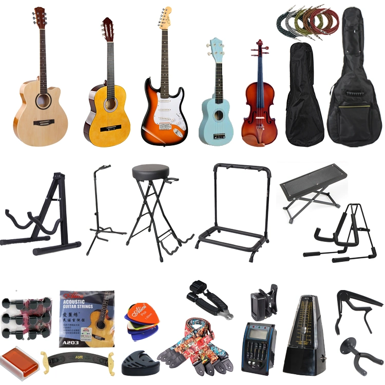 Usine des chaînes des douanes des instruments de musique ukulélé violon sacs colorés Tripod Guitar Stand Capo classique de la pédale de selles de guitare basse/guitare électrique/acoustique