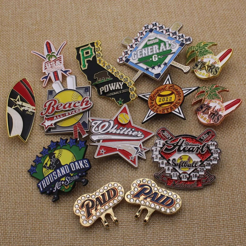 Kundenspezifischer Metall Soft Hard Emaille Abzeichen Basball Softball Trading Pin