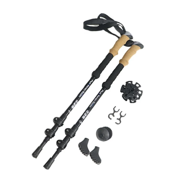 Wholesale/Supplier High quality/High cost performance  Trekking Pole Walking Stick Crutches Wooden Handle Telescopic Trekking Pole Quick Locking Trekking Pole