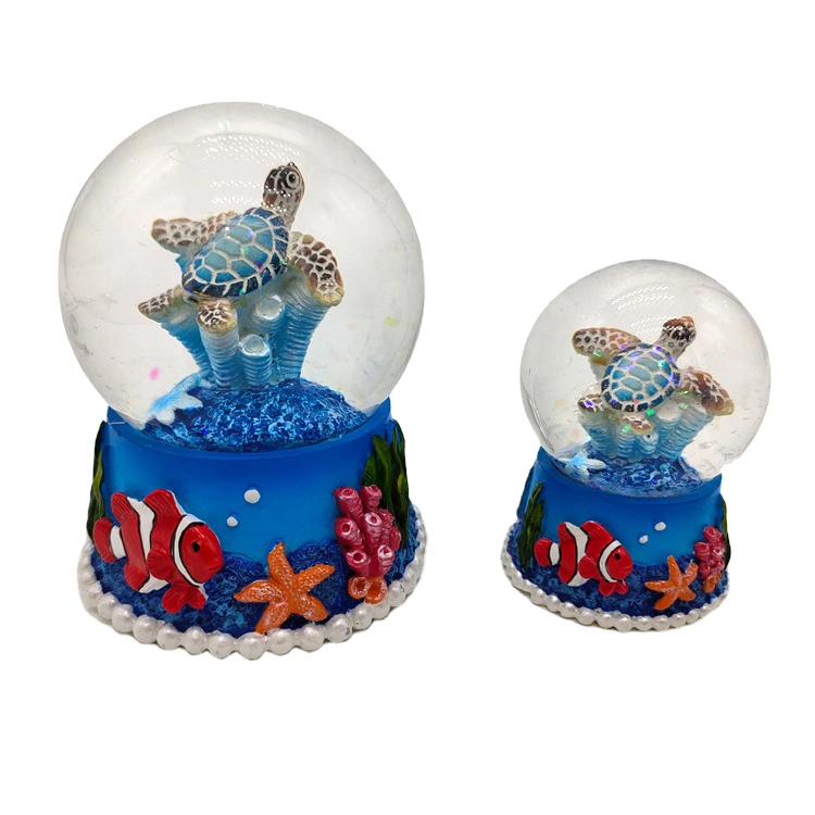 Fábrica resina personalizada Praia Loja Snow Globe Tartaruga Sea Life Globo de água