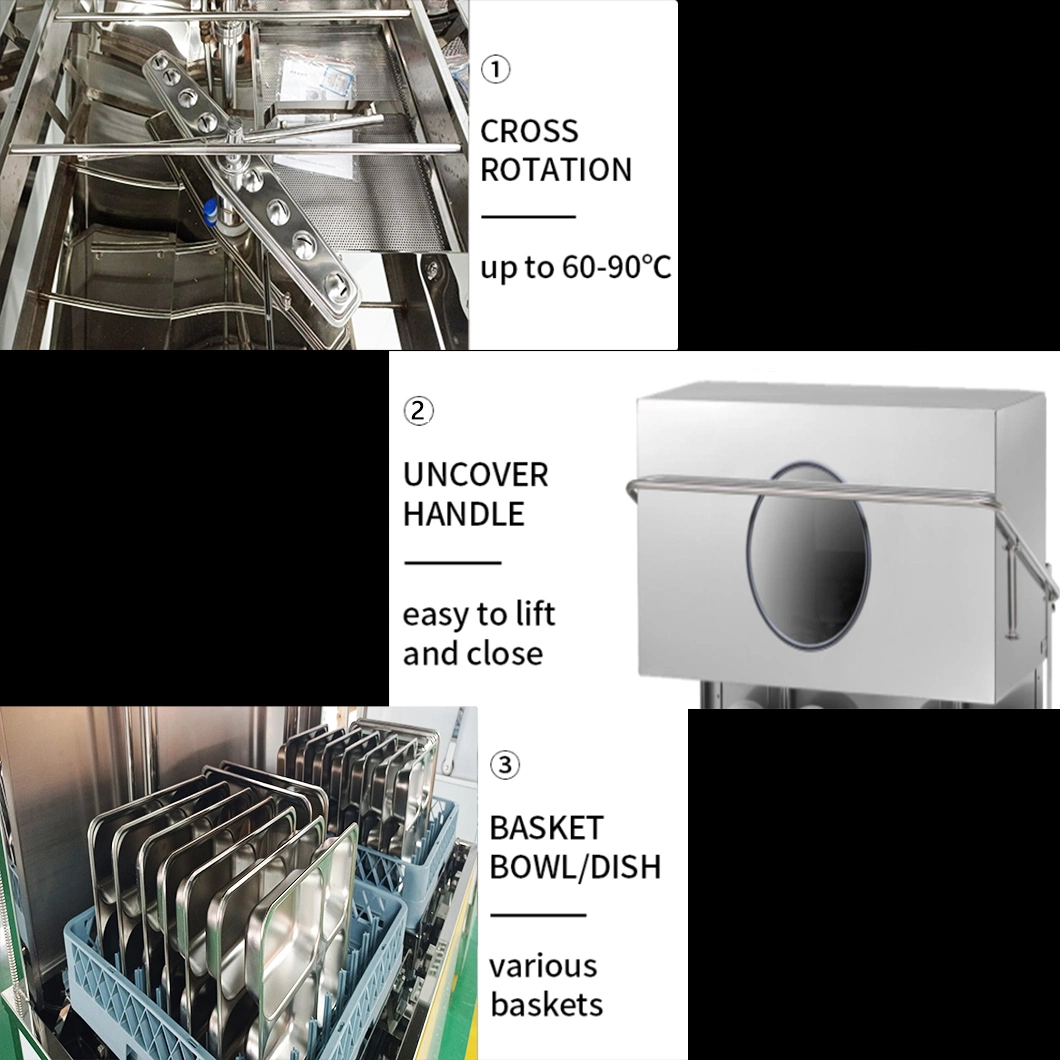 Restaurant Commercial Dishwasher Double-Tray Dish Washing Machine with Perspective Window