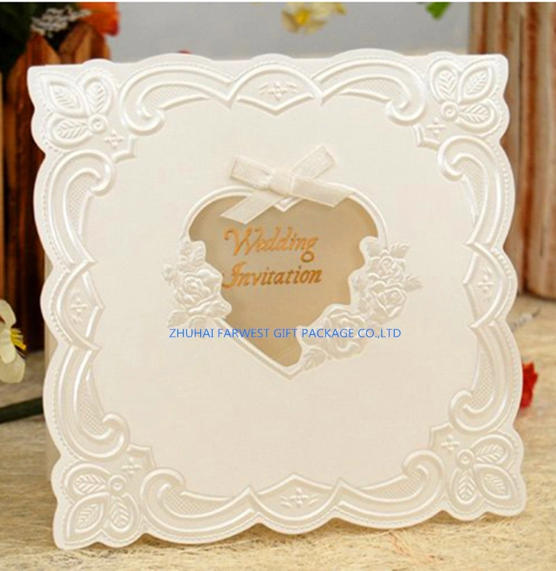Ilusão de Convite de casamento cartões com chip Envelope Corte Logotipo personalizado Tamanho Zhuhai cores impressas grossista OEM de boa qualidade no preço de fábrica