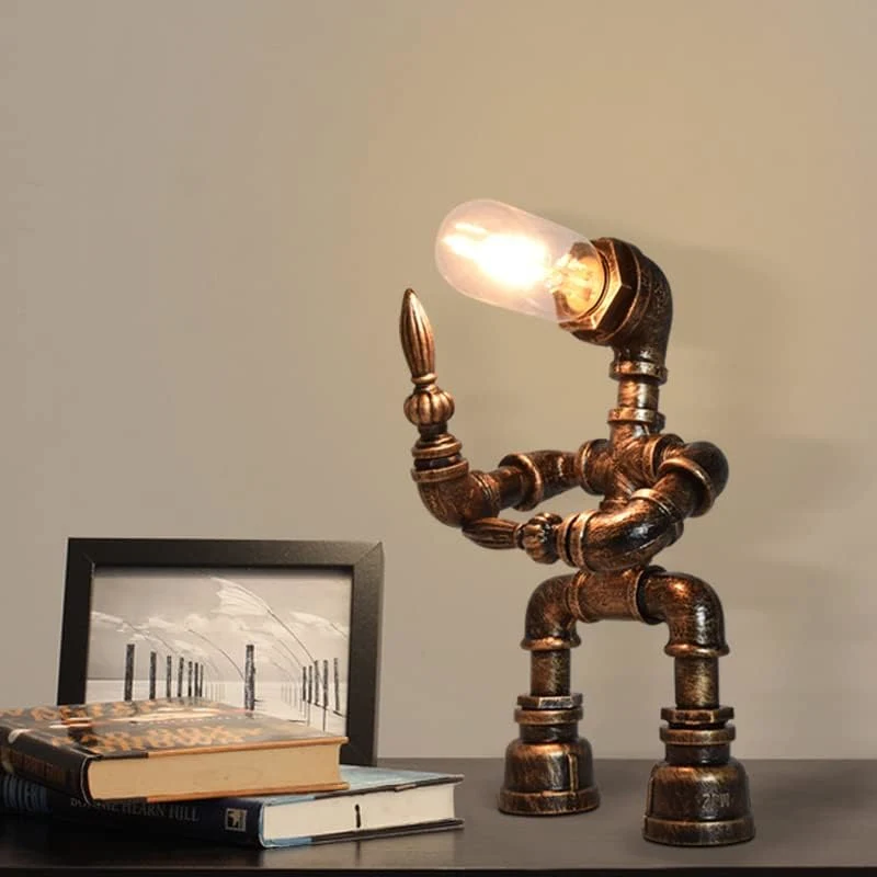 Lampe de table rétro style loft industriel lampe Steampunk tube de fer lampe de bureau pour le chevet, salon, couloir, café, magasin